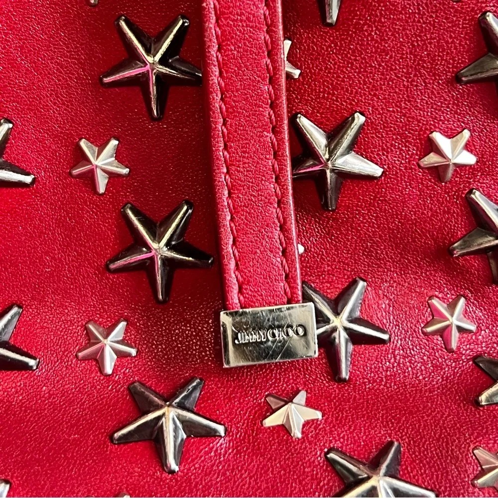 Jimmy Choo Small Sofia Red Leather Star Studded Handbag - EXCELLENT CONDITION - Picture 7 of 16